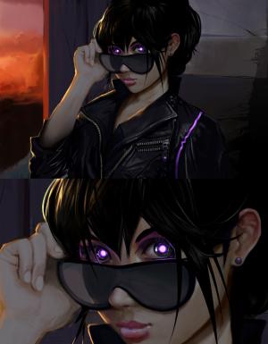 Cyberpunk, Futuristic, Purple Eyes, Glasses wallpaper thumb