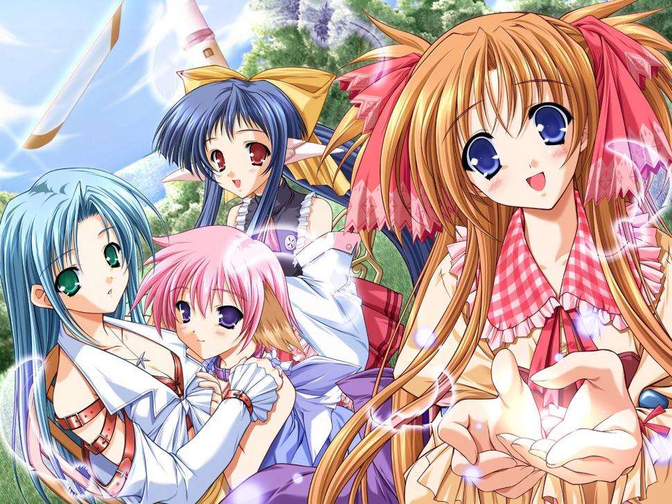Four beautiful anime girls wallpaper,Anime wallpaper,Girl wallpaper,Beautiful wallpaper,1600x1200 wallpaper