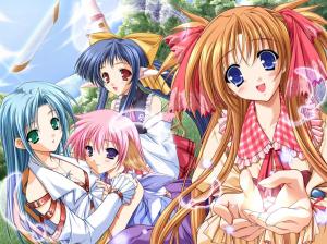 Four beautiful anime girls wallpaper thumb