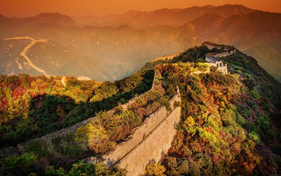 Great wall of China at dawn wallpaper,china HD wallpaper,world HD wallpaper,wall HD wallpaper,dawn HD wallpaper,moutain HD wallpaper,2880x1800 wallpaper