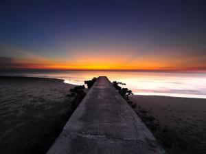 Pier, coast, beach, sunset, sea wallpaper thumb