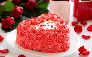 Pink flowers cake, rose, petals wallpaper thumb