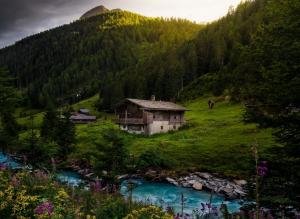 Nature, Landscape, River, Cottage, Forest, Alps, Wildflowers, Austria, Mountain, Sunrise, Spring, Green wallpaper thumb