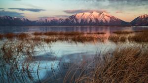 Sunset Mountains Landscapes Nature Utah Lakes Snowy Peaks Download wallpaper thumb