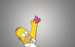 Homer reaching for Apple logo wallpaper thumb