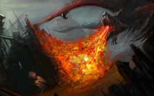 The Lord of the Rings Dragon Fire Drawing Smaug Smeagol Gollum HD wallpaper thumb