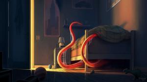 Room Drawing Bed Tentacles Monster HD wallpaper thumb