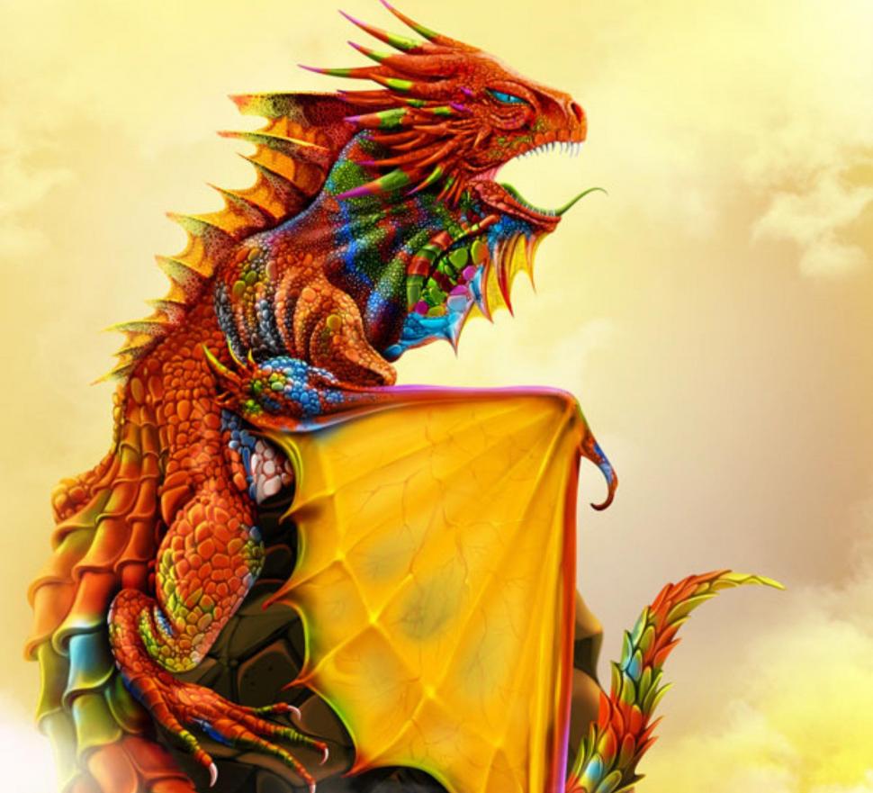 Rainbow Dragon wallpaper,dragon HD wallpaper,wings HD wallpaper,rainbow HD wallpaper,fantasy HD wallpaper,3d & abstract HD wallpaper,2200x2000 wallpaper