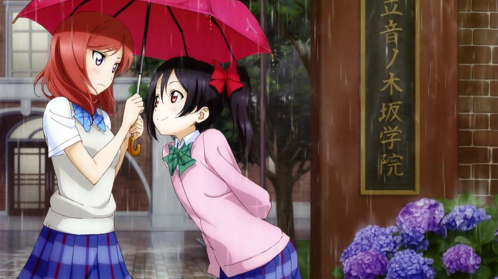 Hatsune Miku, two girls in the rain wallpaper,Hatsune HD wallpaper,Miku HD wallpaper,Two HD wallpaper,Girls HD wallpaper,Rain HD wallpaper,2560x1440 wallpaper