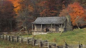 Wooden Cabin In An Autumn Forest wallpaper thumb