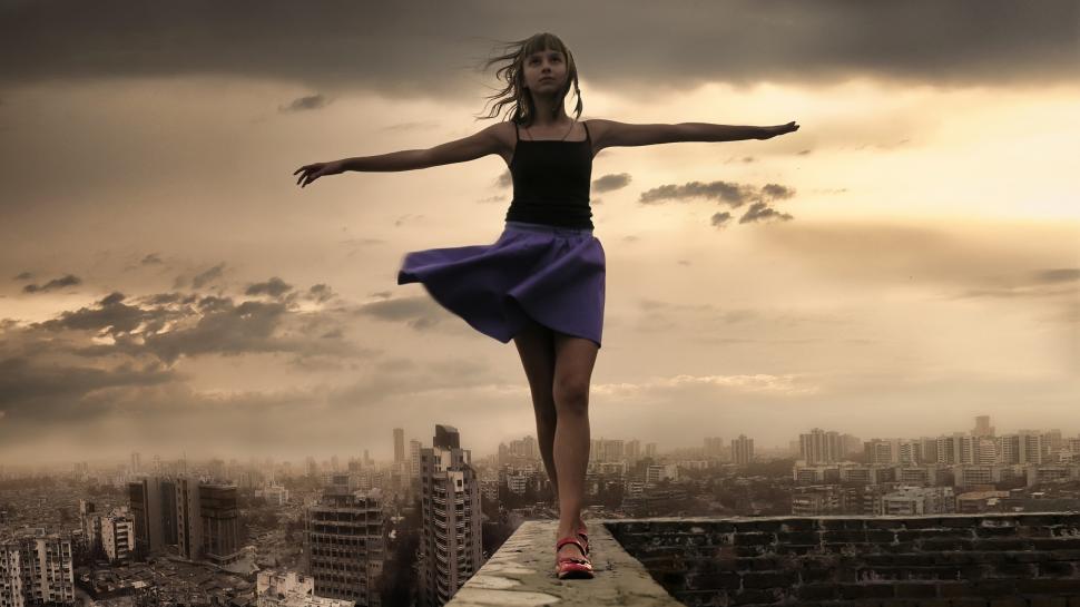 Beautiful girl at city roof, stretch hands, wind, clouds wallpaper,Beautiful HD wallpaper,Girl HD wallpaper,City HD wallpaper,Roof HD wallpaper,Stretch HD wallpaper,Hands HD wallpaper,Wind HD wallpaper,Clouds HD wallpaper,2560x1440 wallpaper