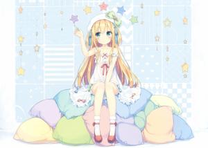 Anime Girls, Original Characters, Blonde, Dress, Pillows wallpaper thumb