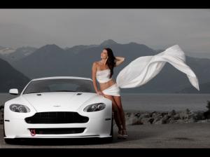 Aston Martin Vantage Model Woman Girl HD wallpaper thumb