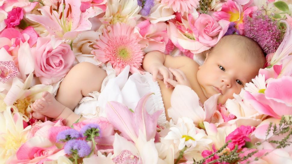 Baby With Flower wallpaper,baby HD wallpaper,with flower HD wallpaper,1920x1080 wallpaper