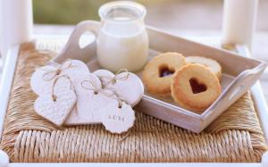 Heart Shaped Cookies and Milk wallpaper thumb