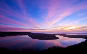 Purple Sunset Reflection Beach HD wallpaper thumb