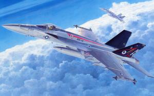 Fighter aircraft, art pictures, sky, clouds wallpaper thumb
