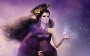 Purple fantasy oriental girl veil wallpaper thumb