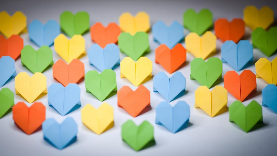 Paper art, love-heart origami, colorful wallpaper,Paper HD wallpaper,Art HD wallpaper,Love HD wallpaper,Heart HD wallpaper,Origami HD wallpaper,Colorful HD wallpaper,2560x1440 wallpaper