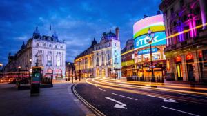 London, England, city, street, building, lights, evening wallpaper thumb