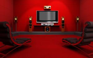 Red Room With Home Cinema wallpaper thumb