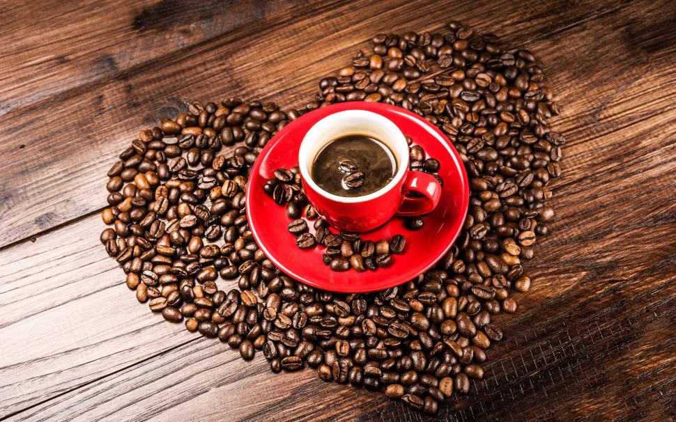 Coffee beans, grains, heart shaped, red cup wallpaper,Coffee HD wallpaper,Beans HD wallpaper,Grains HD wallpaper,Heart HD wallpaper,Red HD wallpaper,Cup HD wallpaper,2560x1600 wallpaper