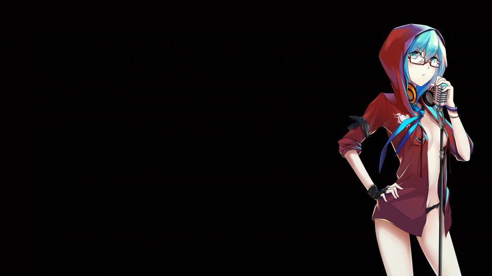 Anime Hoodie Microphone Glasses Black HD wallpaper,cartoon/comic HD wallpaper,anime HD wallpaper,black HD wallpaper,glasses HD wallpaper,hoodie HD wallpaper,microphone HD wallpaper,1920x1080 wallpaper