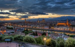 City, Cityscape, River, Bridge, Florence, Italy, Sunset, Architecture wallpaper thumb