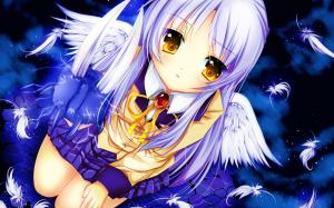 Angel Beats, Tachibana Kanade, white hair anime girl, wings, schoolgirl wallpaper thumb
