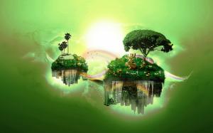 Green Floating Tree HD wallpaper thumb