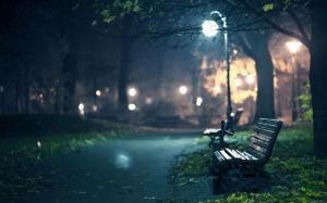 A bench in a park at night wallpaper thumb