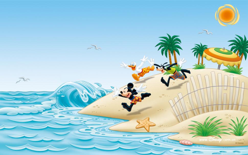 Mickey Mouse At The Beach  Image wallpaper,cute wallpaper,mickey mouse wallpaper,minnie mouse wallpaper,walt disney wallpaper,1680x1050 wallpaper