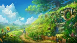 Landscape, The Lord of the Rings, Sky, The Shire, Bilbo Baggins, Bag End wallpaper thumb