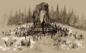 Dark Souls Cemetery Drawing Sword Tombstone HD wallpaper thumb