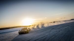 McLaren P1 supercar, speed, dust, sunset wallpaper thumb