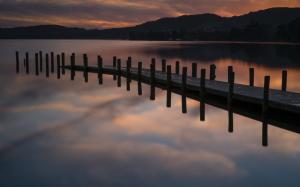Dock Lake Posts Reflection HD wallpaper thumb