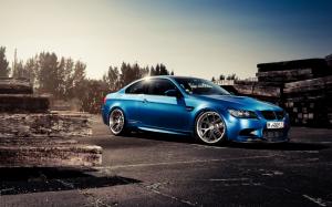 BMW M3 blue car side view wallpaper thumb