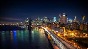 Manhattan dazzling night scenery wallpaper thumb