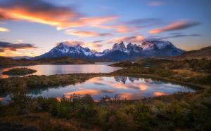 South America, Chile, Patagonia, Andes mountains, lake, sunset wallpaper thumb