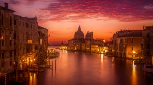 Italy Cathedral, Santa Maria della, nightlights, Venice, sky, clouds, river wallpaper thumb