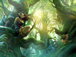 Fantasy elves girl in the forest wallpaper thumb