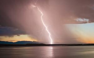 Lightning Storm Rain Lake HD wallpaper thumb