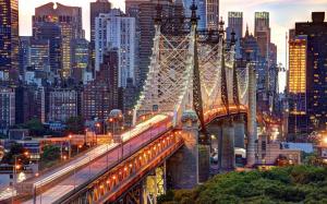 New York City, USA, Manhattan, Queensboro Bridge, buildings, lights wallpaper thumb