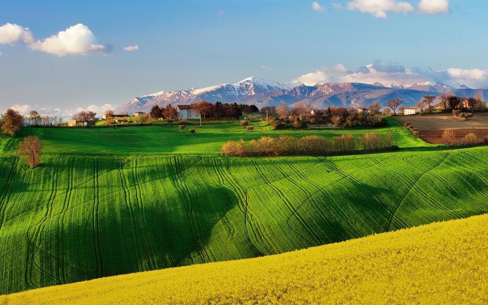 Italy nature scenery, fields, spring, rapeseed, sky wallpaper,Italy HD wallpaper,Nature HD wallpaper,Scenery HD wallpaper,Fields HD wallpaper,Spring HD wallpaper,Rapeseed HD wallpaper,Sky HD wallpaper,1920x1200 wallpaper