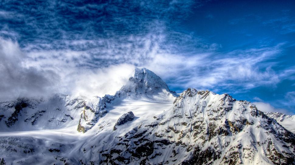 HDR Mountain Snow Clouds HD wallpaper,nature HD wallpaper,clouds HD wallpaper,snow HD wallpaper,mountain HD wallpaper,hdr HD wallpaper,2560x1440 wallpaper