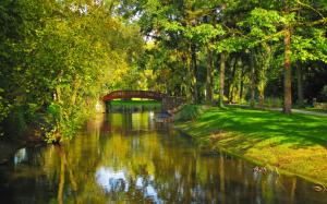 Poland, park, river, bridge, trees, grass wallpaper thumb