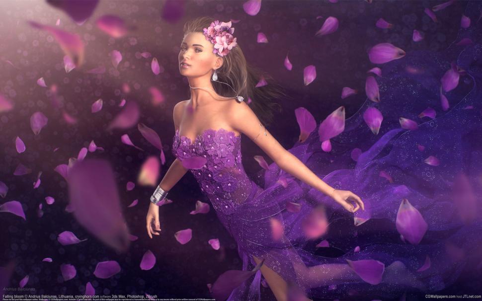 Fantasy girl purple petals wallpaper,Fantasy HD wallpaper,Girl HD wallpaper,Purple HD wallpaper,Petals HD wallpaper,1920x1200 wallpaper
