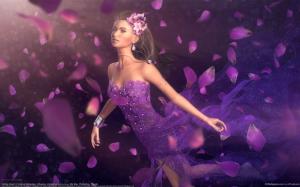 Fantasy girl purple petals wallpaper thumb