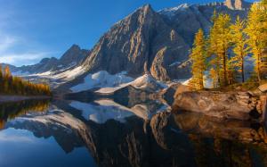 Kootenay, Canada, sky, mountains, lake, trees, reflection, autumn wallpaper thumb