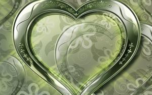 Crystal green love heart wallpaper thumb